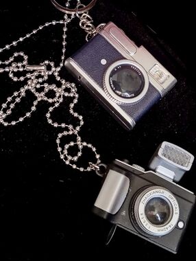 Mini Black & Silver Flash Camera Pendant Necklace